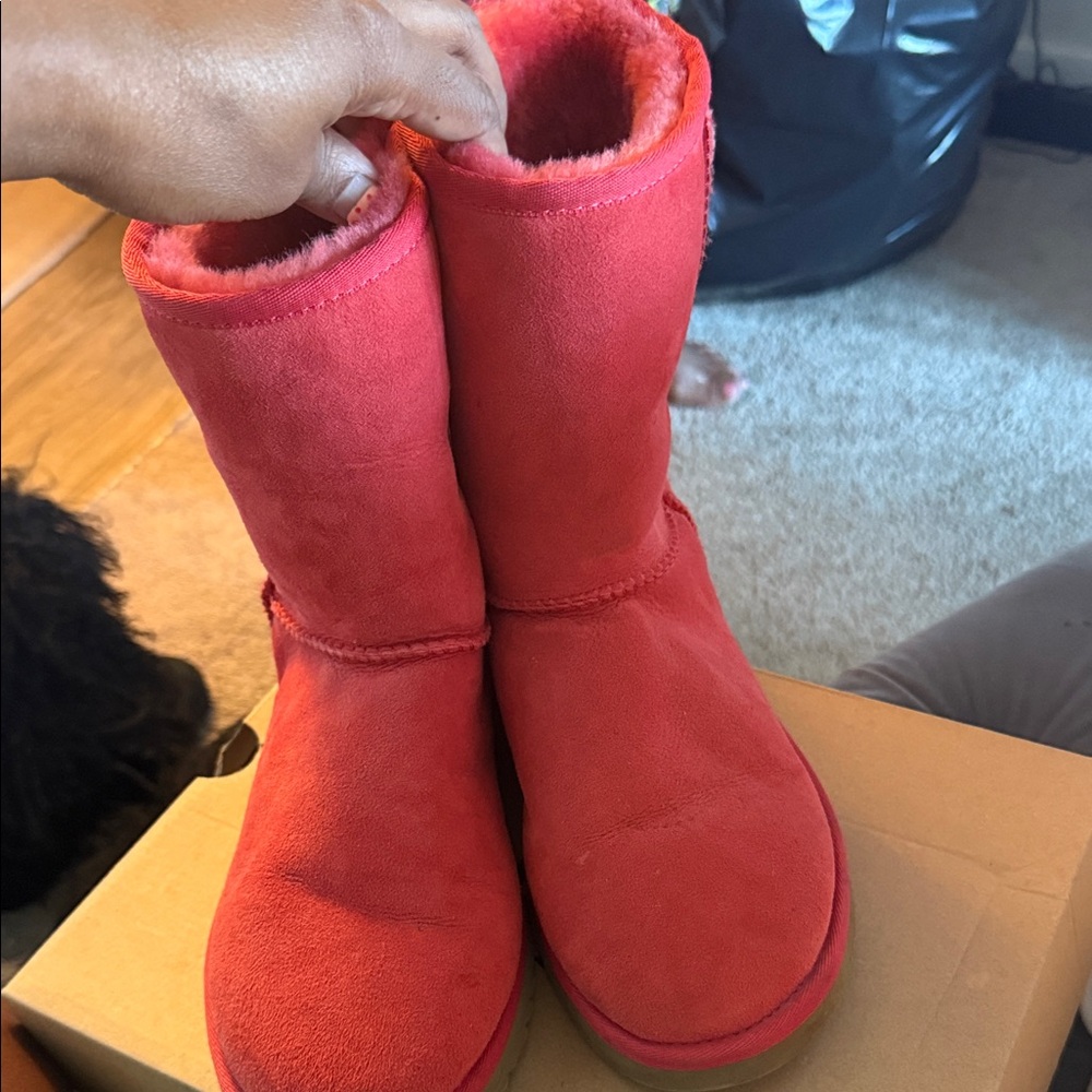 UGG Red Suede Boots with Cozy Lining